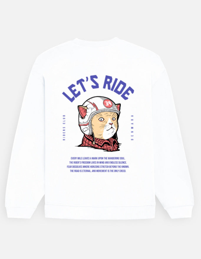 Street Owner Sweatshirt White Front – Oversized Bold Front LET'S RIDE Graphic