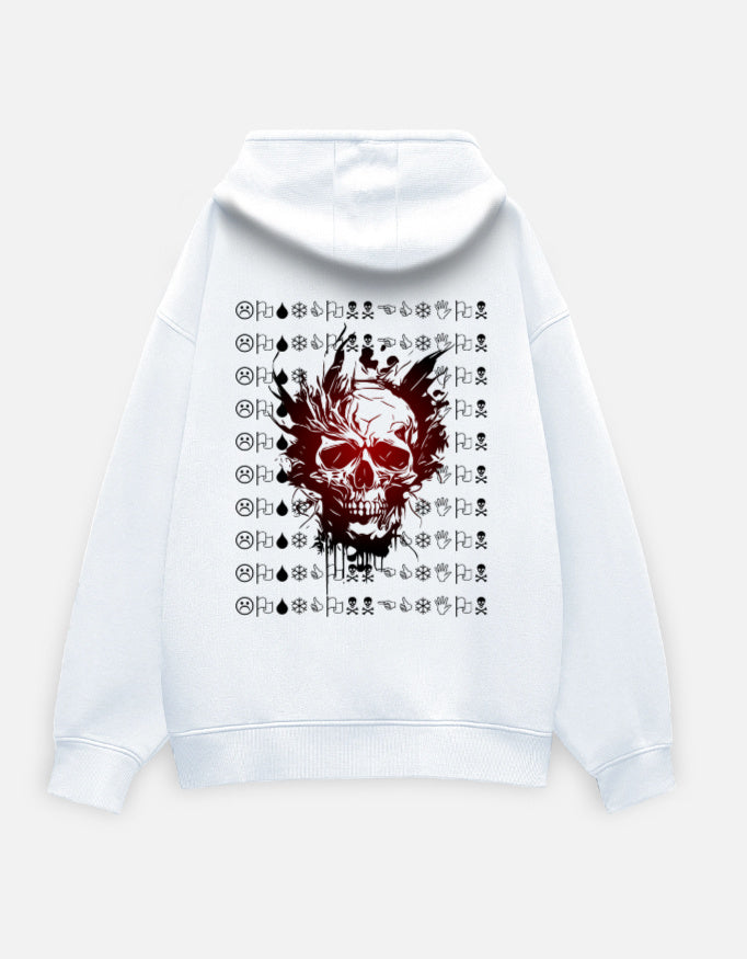 Lost Life Hoodie White Back – Skeleton & “Lost Connection” Back Print