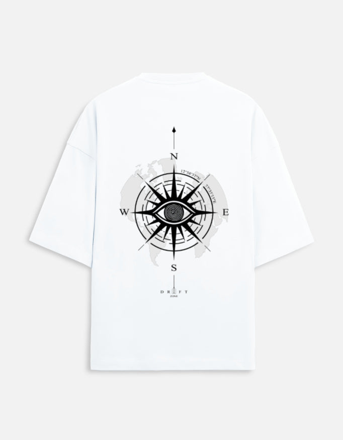 Manipulator Tee White Back – Eye & Compass Graphic Print