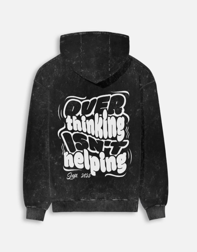 Quiet Chaos Hoodie Black Back – Overthinking Isn’t Helping Print