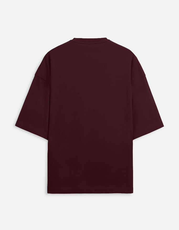 Zen Stretch Tee Maroon Back – Clean Oversized Fit