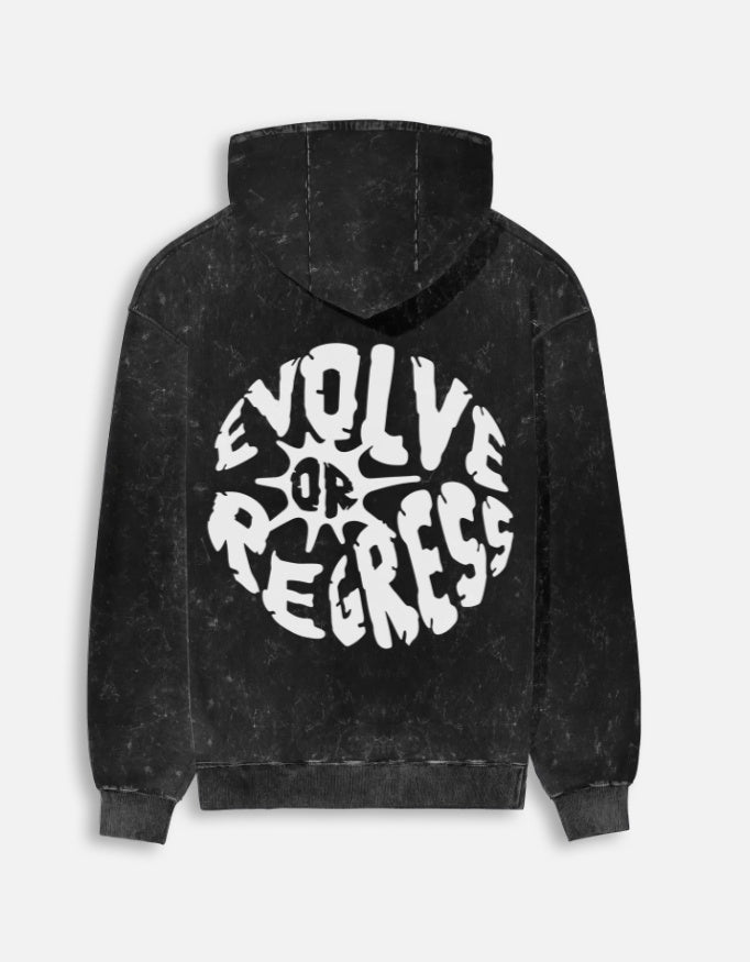 Daily Chaos Hoodie Black Back – Evolve or Regress Bold Back Print