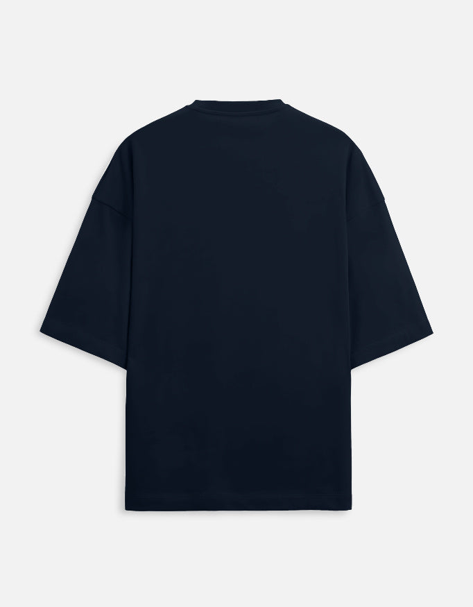 Zen Stretch Tee Navy Blue Back – Clean Oversized Fit