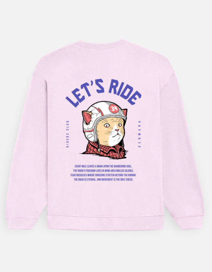 Street Owner Sweatshirt Baby Pink Front – Oversized Bold Front LET'S RIDE Graphic