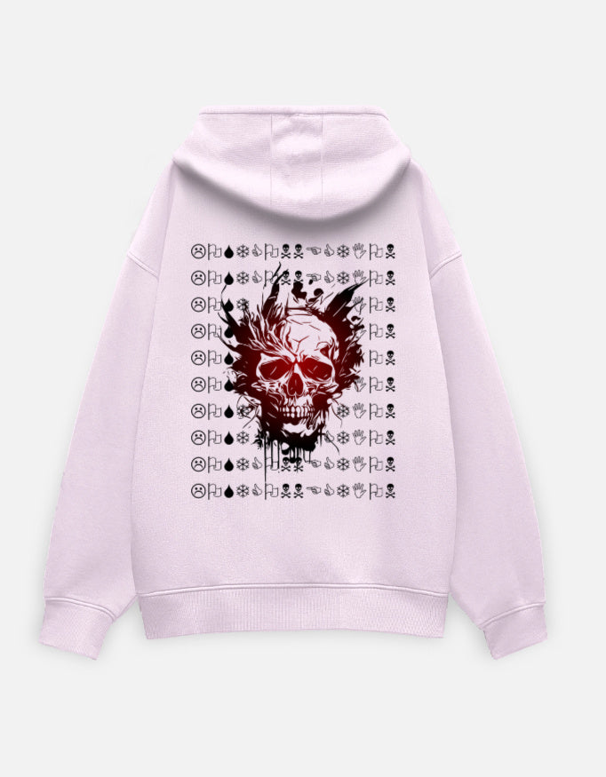 Lost Life Hoodie Light Baby Pink Back – Skeleton & “Lost Connection” Back Print