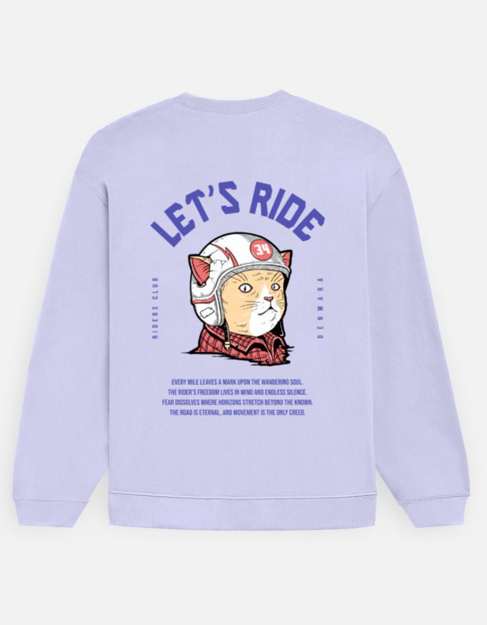 Street Owner Sweatshirt Lavender Front – Oversized Bold Front LET'S RIDE Graphic