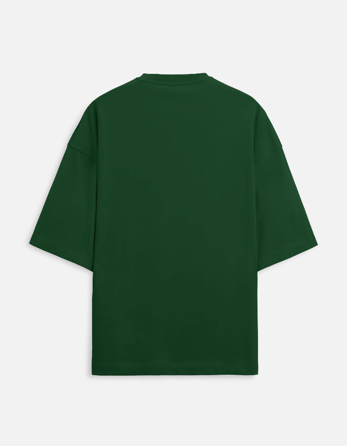 Zen Stretch Tee Bottle Green Back – Clean Oversized Fit