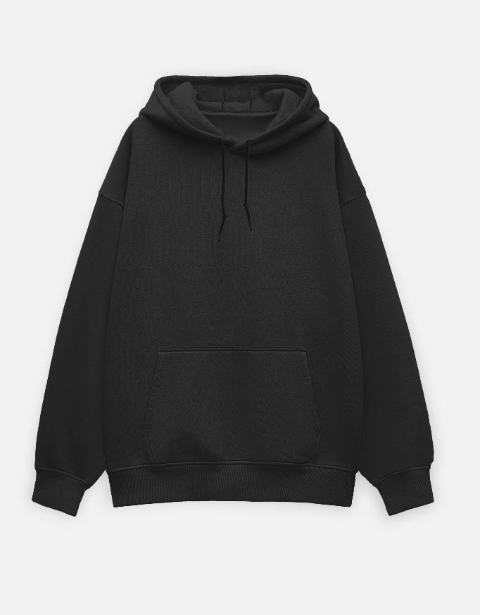 Mid Knight Hoodie Black Front – Oversized Minimal Front