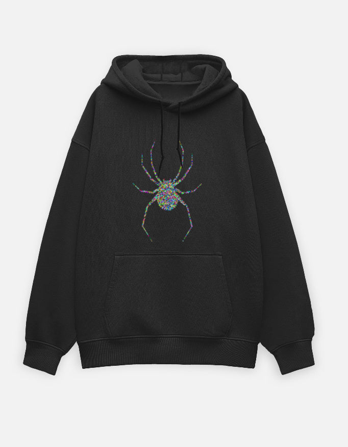 Dark Weaver Hoodie Black Front – Oversized Bold Front Spider Print