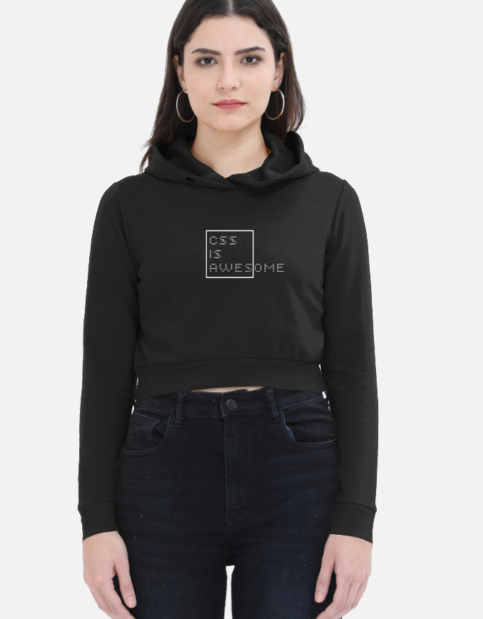 Black Cropped Hoodie — “CSS IS AWESOME” by Denmara