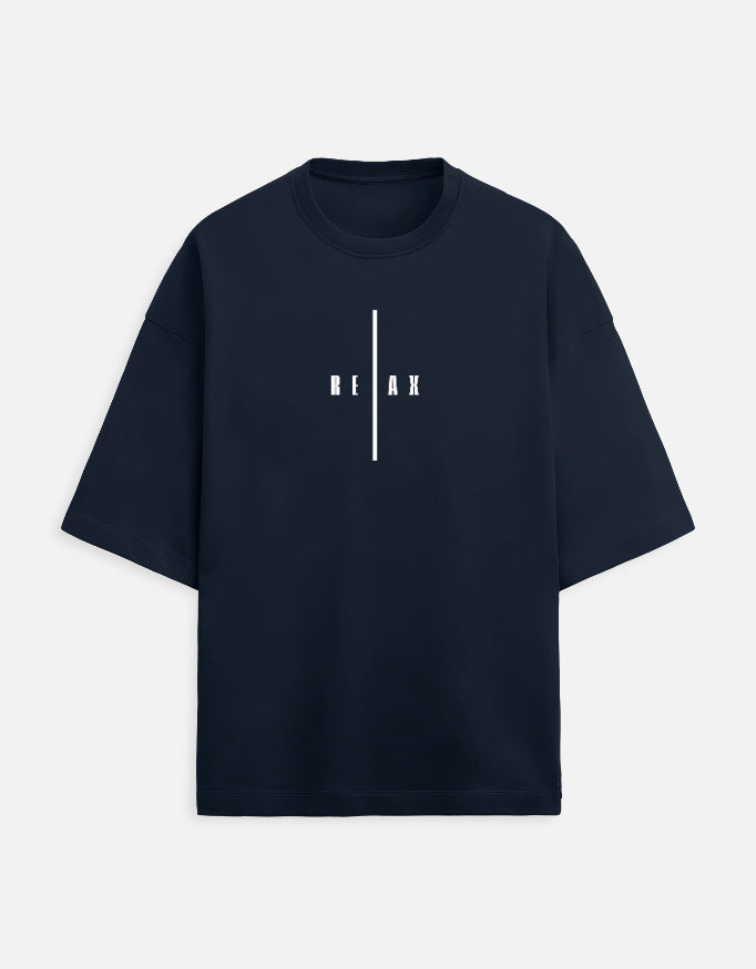 Zen Stretch Tee Navy Blue Front – RELAX Front Print