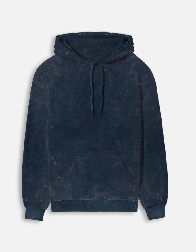 Daily Chaos Hoodie Navy Blue Front – Oversized Minimal Front