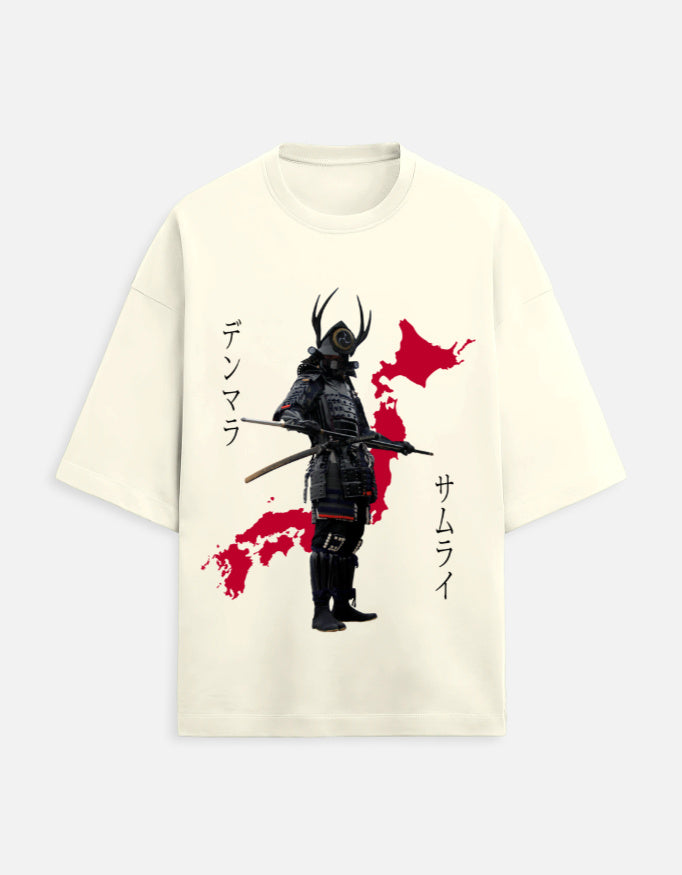 Silent Edge Tee Off White Front – Samurai Print Minimal Style