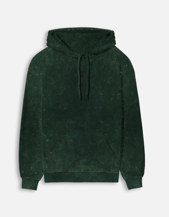 Daily Chaos Hoodie Bottle Green Front – Oversized Minimal Front